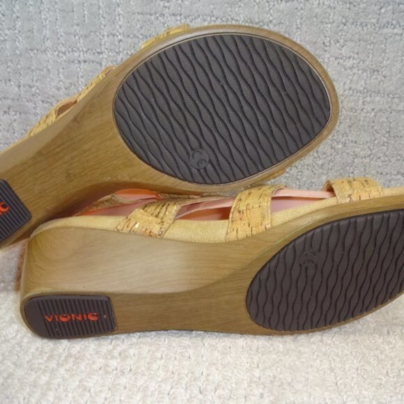 Vionic Womens Size 9 US Beige Cork Ortho Slide Wedge Heels Sandals 381DWYN - Picture 5 of 10